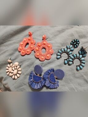 Statement Chunky Fun Bold Earrings - 4 Pairs